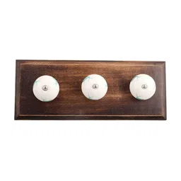 Indianshelf Green & Brown 3 Hooks Deer Print Wooden Wall Key Holder-image-94