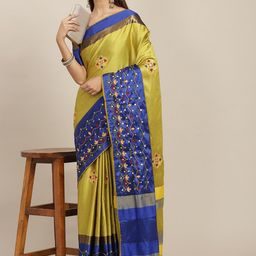 Mitera Ethnic Motifs Embroidered Kutchi Embroidery Silk Cotton Saree-image-17