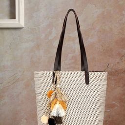 Anekaant White Self Design Shoulder Bag-51
