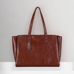 Mast & Harbour Tan Textured Oversized Structured Shoulder Bag-20