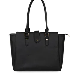 HORRA Black PU Structured Handheld Bag-5