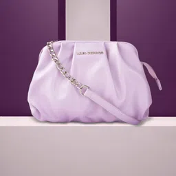 Lino Perros Lavender Solid Ruched Structured Shoulder Bag-13