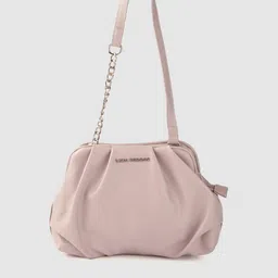 Lino Perros Peach-Coloured Solid Structured Shoulder Bag-58