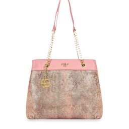Eske Peach Colourblocked Leather Structured Shoulder Bag-4