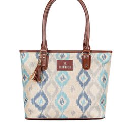 THE CLOWNFISH Women Turquoise Blue Geometric Printed Structured Shoulder Bag-15