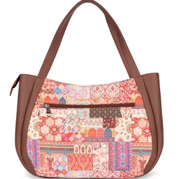 ZOUK Ethnic Motifs Printed Oversized Structured Jute Shoulder Bag image 4
