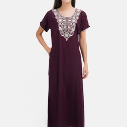 KOI SLEEPWEAR Women Purple Embroidered Maxi Night dress-picture-20