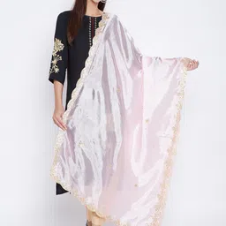 Clora Creation Women Pink & Gold-Toned Embroidered Dupatta-picture-25