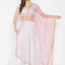 Clora Creation Pink & Gold-Toned Embroidered Dupatta with Gotta Patti-picture-50