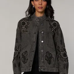 Style Island Women Lightweight Tailored Jacket with Embroidered-image-38