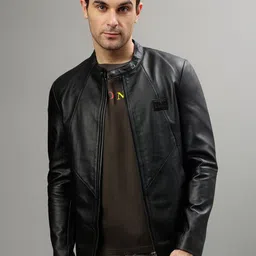 Iconic Mock Collar Biker Jacket-picture-7