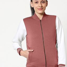 Bewakoof Women Pink Varsity Solid Jacket-image-79