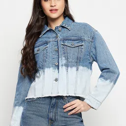 Madame Washed Cotton Crop Denim Jacket-picture-28