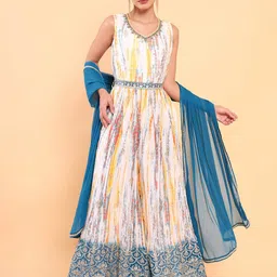 Soch Blue & Yellow Printed Basic Jumpsuit-15