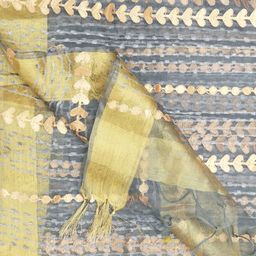 Dupatta Bazaar Grey & Peach-Coloured Embroidered Organza Dupatta with Gotta Patti image 2