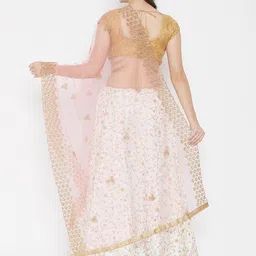 Clora Creation Pink & Gold-Toned Ethnic Motifs Embroidered Dupatta with Sequinned image 5