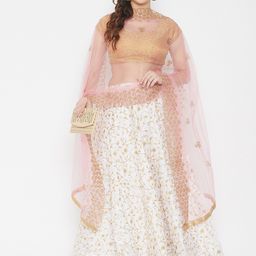 Clora Creation Pink & Gold-Toned Ethnic Motifs Embroidered Dupatta with Sequinned image 3