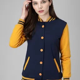 BAESD Colourblocked Fleece Bomber Jacket-image-1