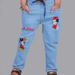 A-Okay Girls Mickey Mouse Embroidered Slim Fit High-Rise Clean Look Cotton Jeans-image-66