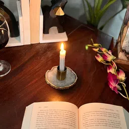 HOMEARTE White Stoneware Abstract Shaped Candle Holder-image-7