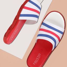 FAUSTO Men Red & White Striped Sliders-image-11