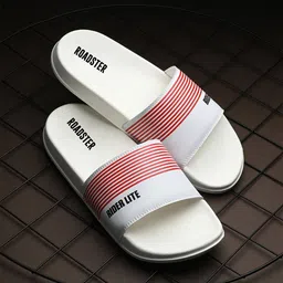 The Roadster Lifestyle Co. Men Striped Slip On Sliders-11