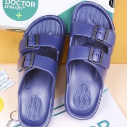 DOCTOR EXTRA SOFT Men Classic Cushion Lightweight Rubber Sliders With Buckle Detail-10