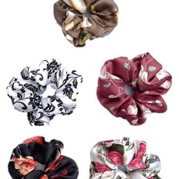 DIAN Women Set of 5 Multicoloured Satin Scrunchies-image-3