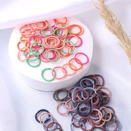 Melbees by Yellow Chimes Girls Pink & Blue Pack Of 100 Rubberband Ponytail Holders-52