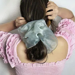 Soho Boho Studio Women Grey Oversized Scrunchie Ponytail Holders-image-58