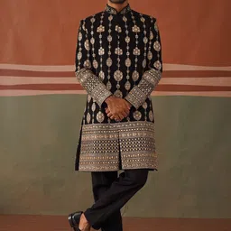 KALPRAAG Ethnic Motifs Embroidered Sherwani Set-image-22