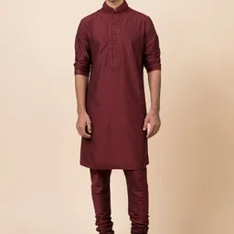 Tasva Men Maroon Kurta With Churidar-picture-11