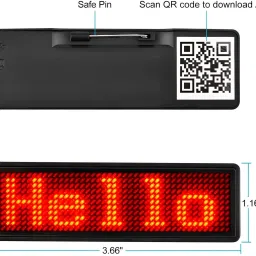 qawachh Bluetooth LED Name Badge Board Digital Scrolling Message (RED) LED Display image 2