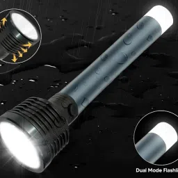 2 In 1 Charging Torch Long Range Flashlight Metal Body 8 hrs Torch Emergency Light-8