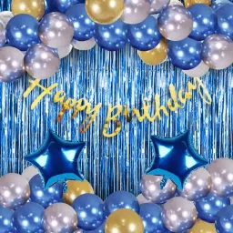Blue Happy Birthday Decoration kit Combo - 34 Pcs for Kids, Boys-image-92