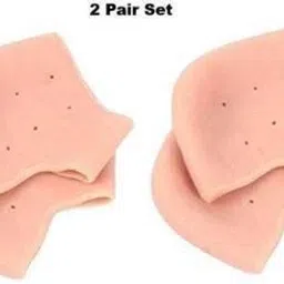 Anti Crack Silicon Gel Heel And Foot Protector Moisturizing Socks for Foot Care,Pain Relief And Heel Cracks for Men And Women (Beige, Free Size)[2 pairs ]-image-2