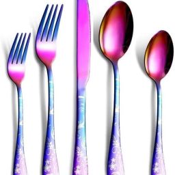 Premium Rainbow Stainless Steel Spoon Set for Vibrant Dining – Set of 1 (5Pcs) Stainless Steel Cutlery Set-image-48