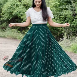 Polka Print, Printed Stitched Lehenga & Crop Top-image-6
