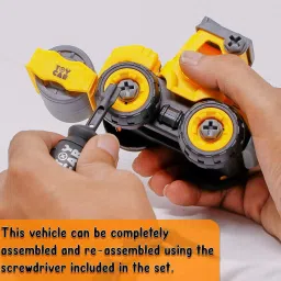 quasar Exclusive Collection of Friction Powered Unbreakable JCB, Crane, Cement Mixture, LODDER Mover, 6 in 1 Mini Size Quality Truck Construction Team Friction Power Auto Model Functionable Toy Series Mini Size Best for Gifting image 3