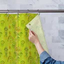ArtzFolio Green & Yellow Printed Waterproof Shower Curtains-image-85