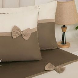 Triani Brown & Beige 400 TC Bedsheet with 2 Pillow Covers-image-39