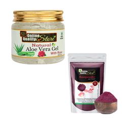 Online Quality Store Set Of 2 Aloe Vera Gel & Rose Powder For Hair & Skin - 200 g Each-56