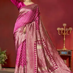 DIVASTRI Woven Design Zari Pure Silk Heavy Work Banarasi Saree-picture-14