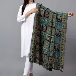 Mizash Ethnic Motifs Printed Pure Woollen Shawl-picture-42