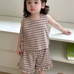 LULU & SKY Girls Striped Top with Shorts-image-83