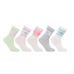 Bonjour Girls Pack Of 5 Printed Cotton Calf-Length Socks-25