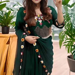 MADHUR HAND WORK ARTThread Work Semi-Stitched Lehenga & Unstitched Blouse With Dupatta-14