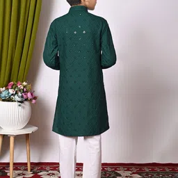 Cae Boys Ethnic Motifs Embroidered Regular Sequinned Kurta with Pyjamas image 2