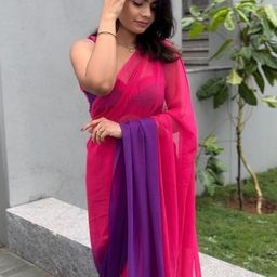 HERE&NOW Colourblocked Pure Georgette Ilkal Saree-picture-30