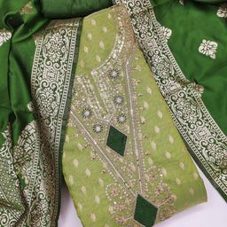 KALINI Floral Embroidered Sequinned Unstitched Dress Material-image-73